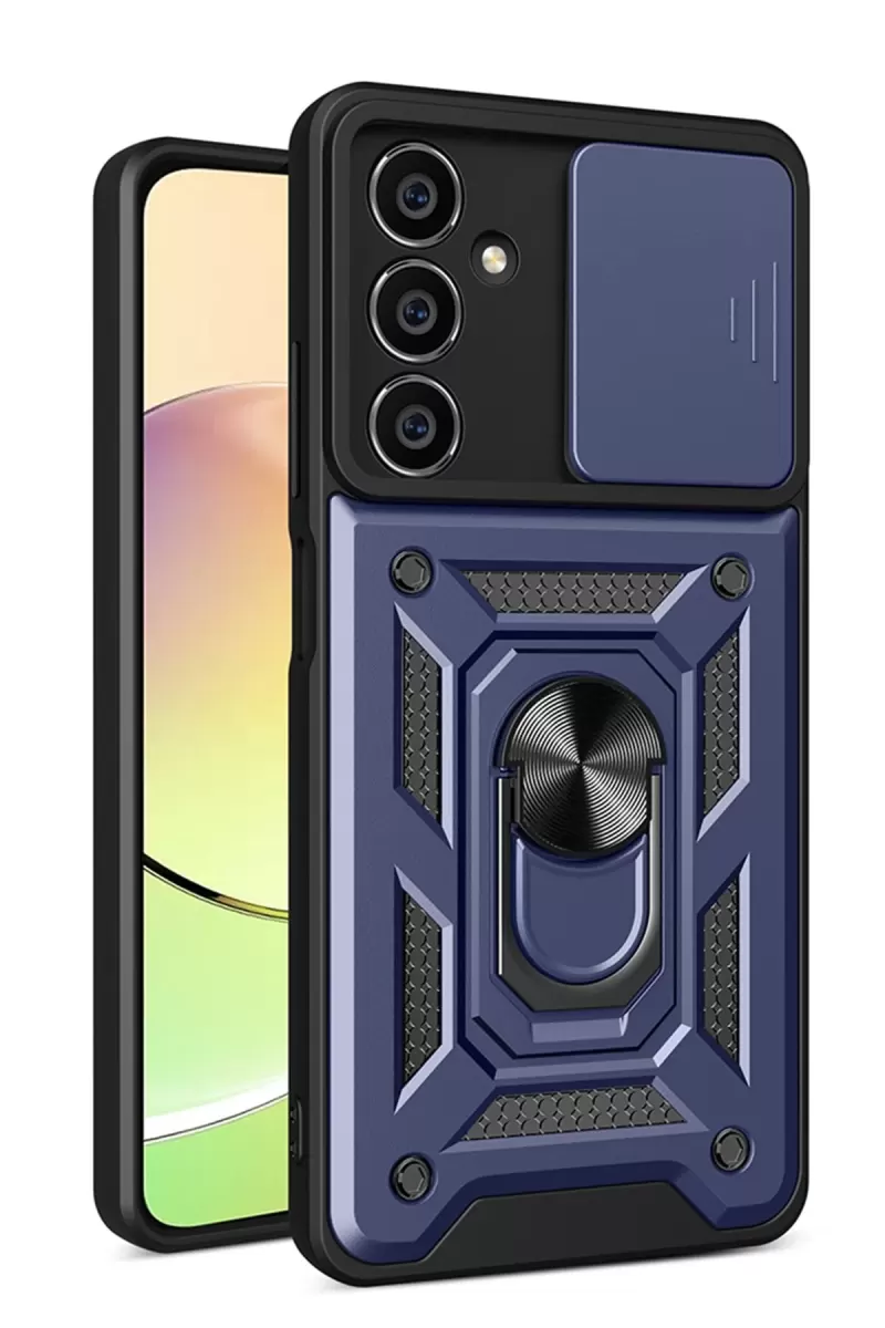 Newface Samsung Galaxy A25 5G Kılıf Pars Lens Yüzüklü Silikon - Lacivert