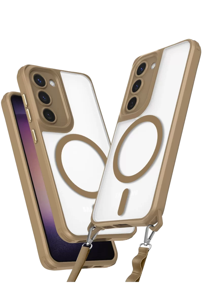 Newface Samsung Galaxy S23 Kılıf Enka Magsafe Silikon Kılıf - Desert