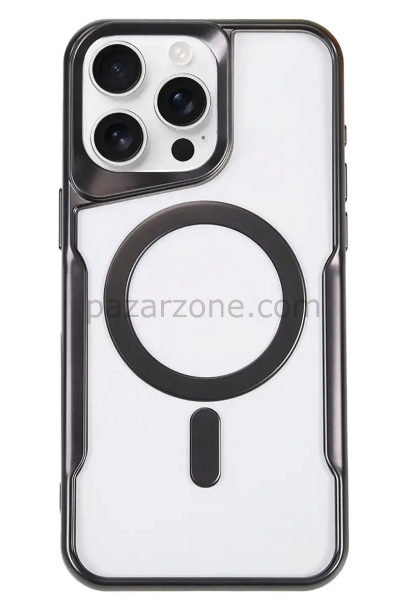 Newface Apple iPhone 16 Pro Kılıf Boyi Magsafe Silikon Kapak - Siyah