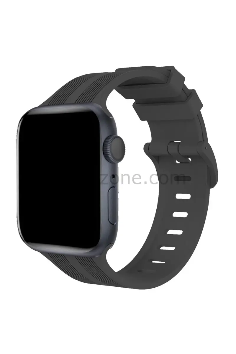 Newface Apple Watch 38mm KR408 Çizgili Silikon Kordon - Koyu Gri