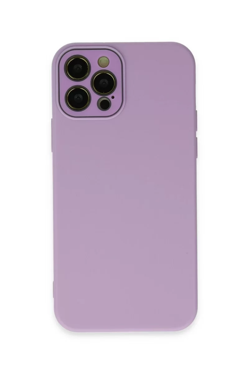 Newface Apple iPhone 12 Pro Max Kılıf Lansman Glass Kapak - Lila