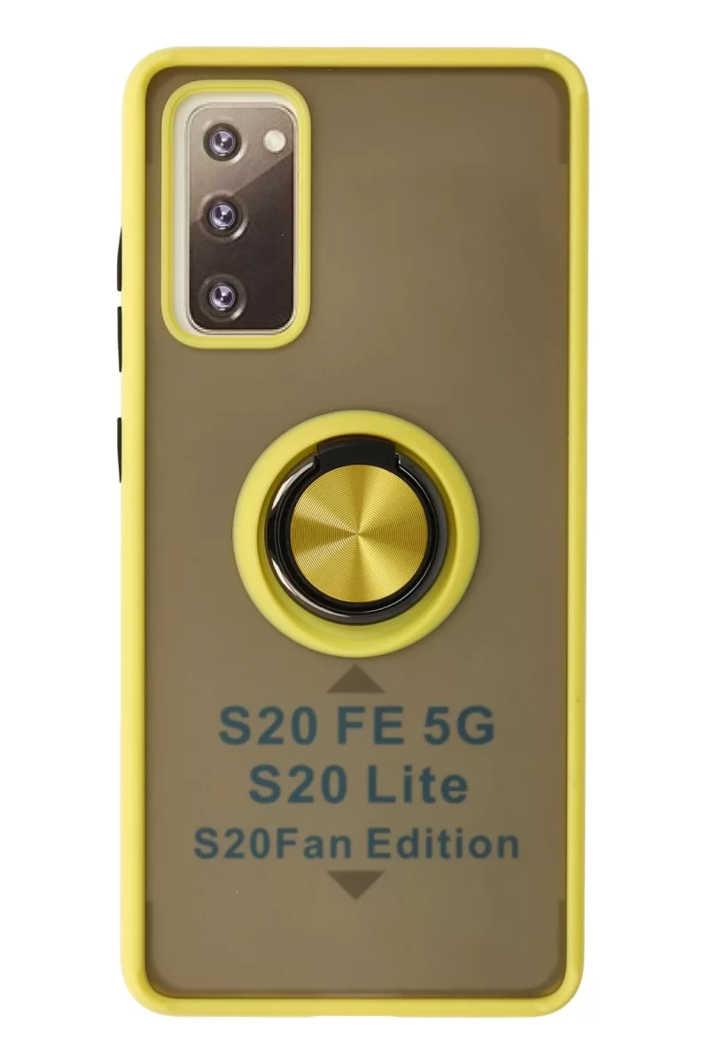 Newface Samsung Galaxy S20 FE Kılıf Montreal Yüzüklü Silikon Kapak - Sarı