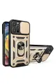 Newface Apple iPhone 16 Pro Kılıf Pars Lens Yüzüklü Silikon - Gold