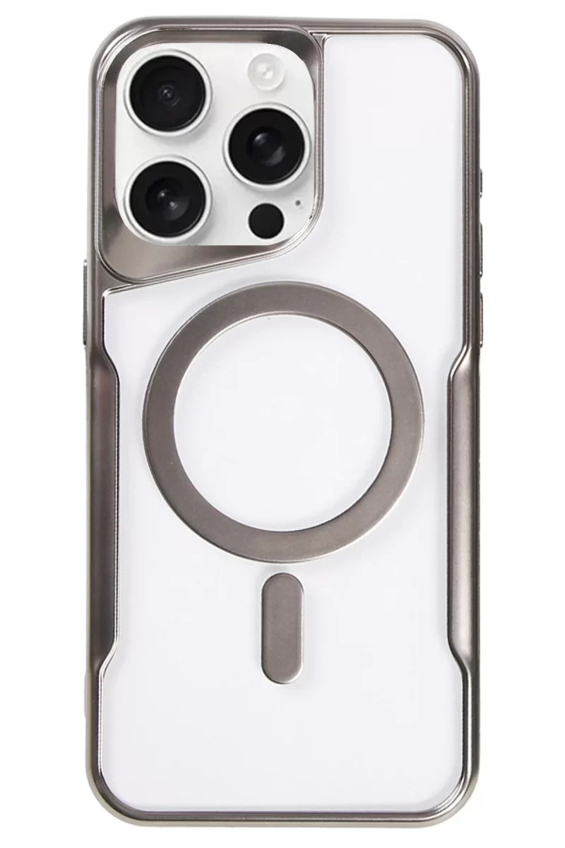 Newface Apple iPhone 16 Pro Kılıf Boyi Magsafe Silikon Kapak - Titan Gri