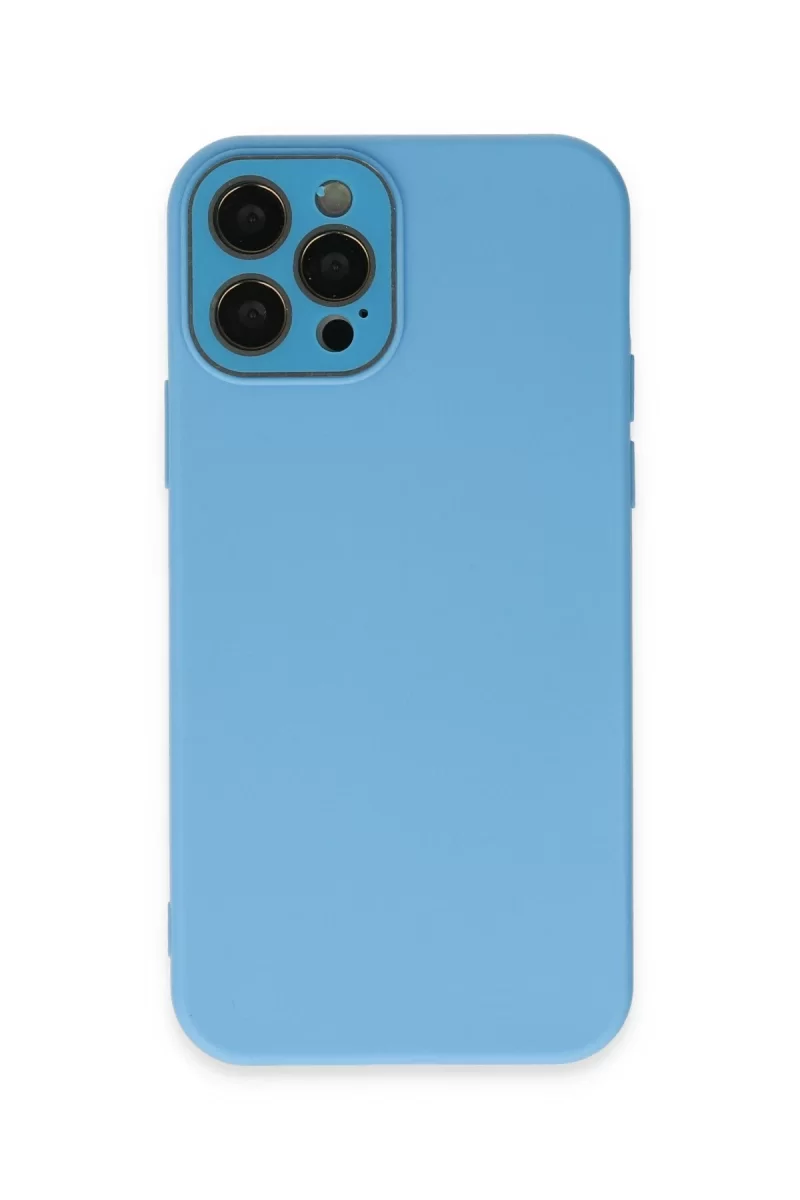 Newface Apple iPhone 12 Pro Max Kılıf Lansman Glass Kapak - Mavi