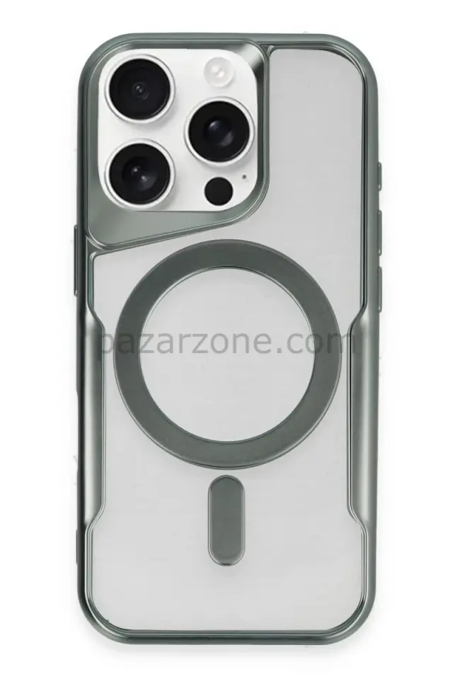 Newface Apple iPhone 16 Pro Kılıf Boyi Magsafe Silikon Kapak - Yeşil
