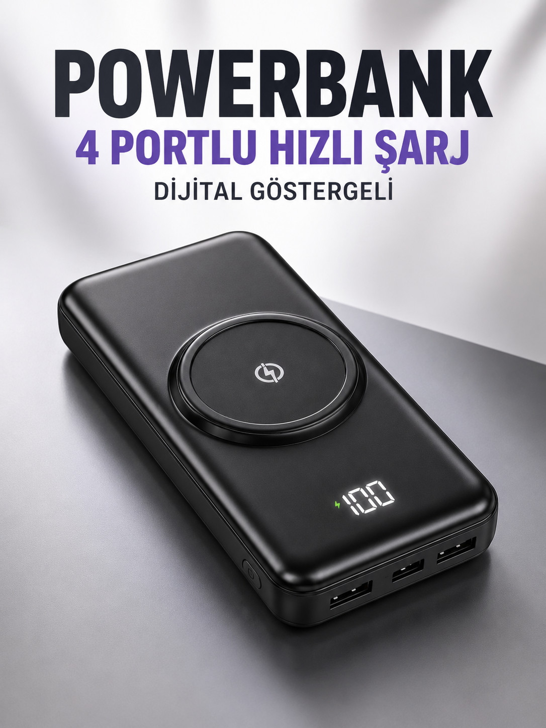 10.000 Mah Powerbank 4 Portlu Hızlı Şarj Dijital Göstergeli
