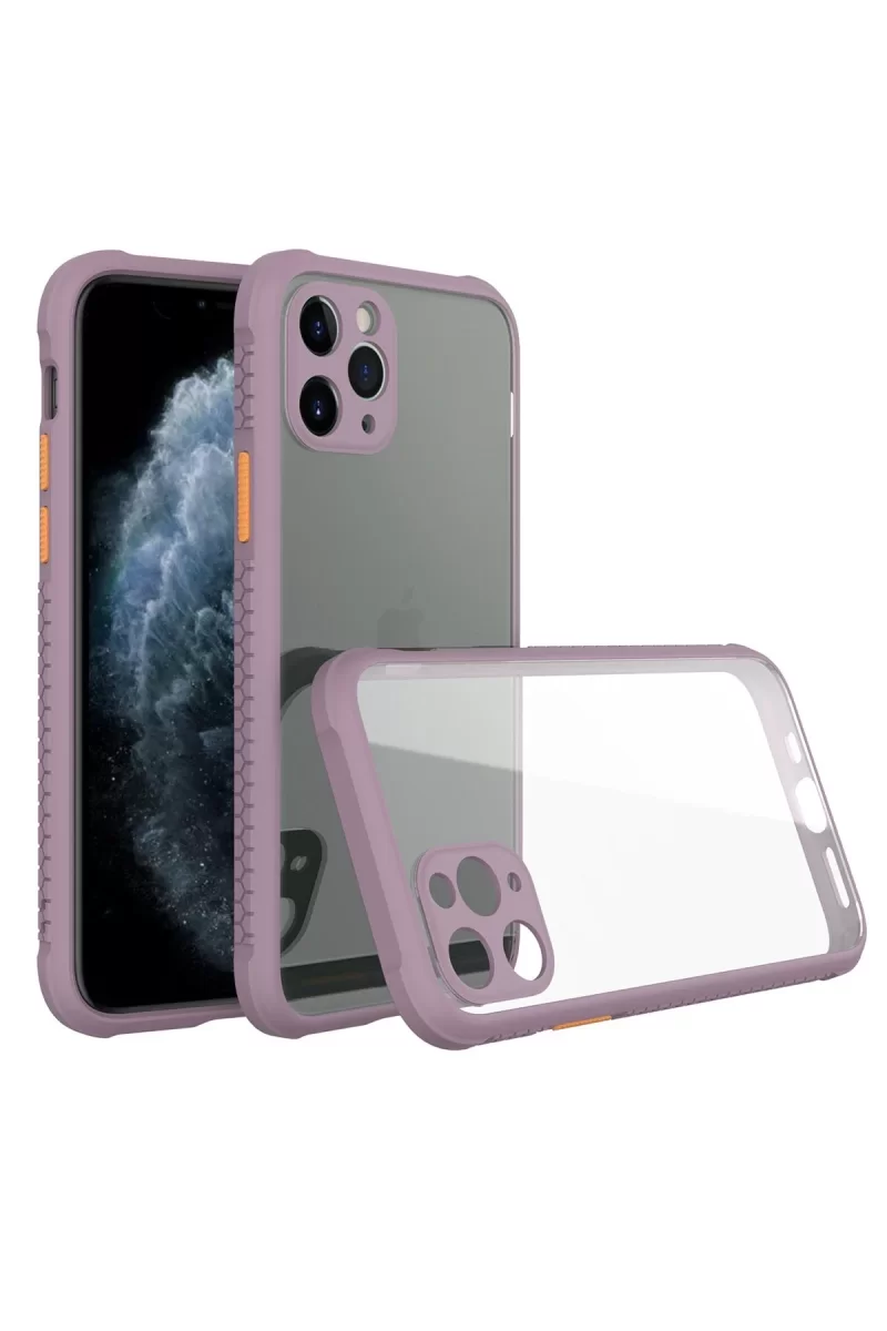 Newface Apple iPhone 11 Pro Kılıf Miami Şeffaf Silikon - Açık Mor