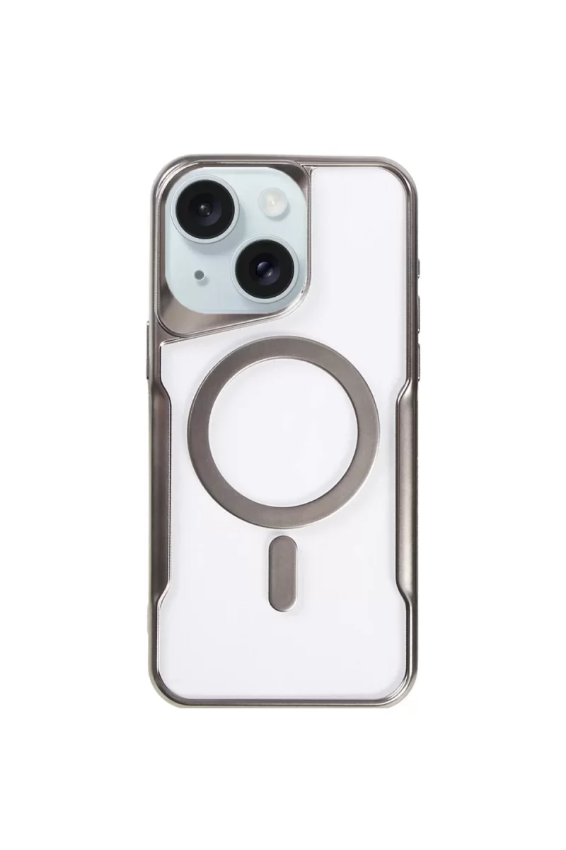 Newface Apple iPhone 15 Plus Kılıf Boyi Magsafe Silikon Kapak - Titan Gri