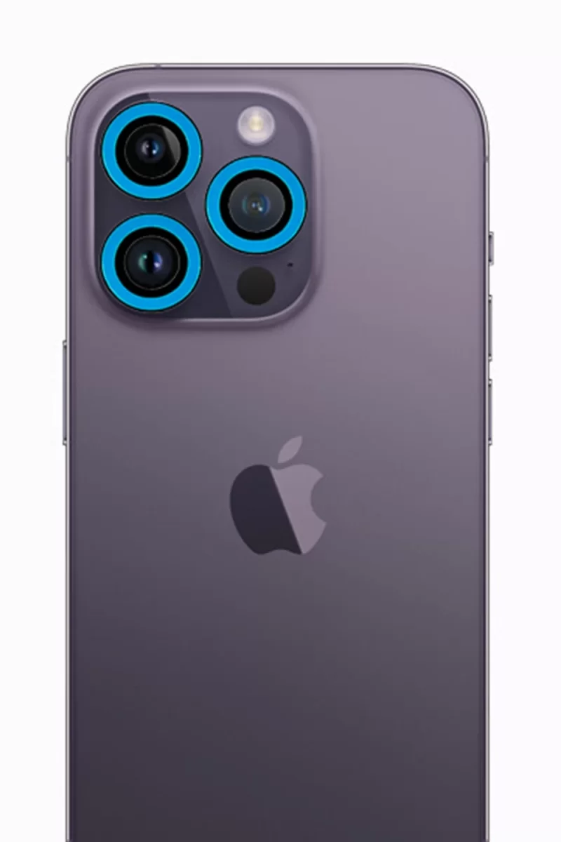 Newface Apple iPhone 13 Pro Max Neon Fosforlu Kamera Lens - Mavi