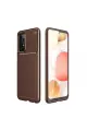 Newface Samsung Galaxy A72 Kılıf Auto Focus Karbon Kapak - Kahverengi