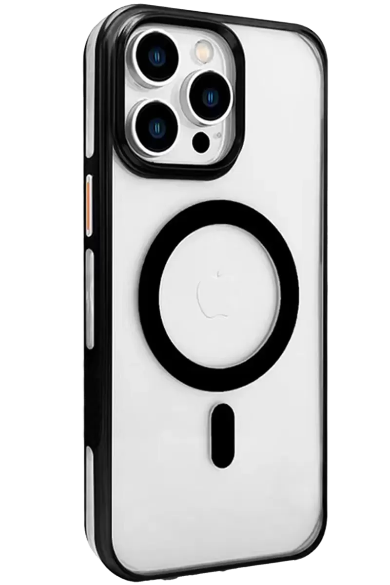 Joko Apple iPhone 15 Pro Gleam PC Sert Magsafe Kılıf - Şeffaf-Siyah