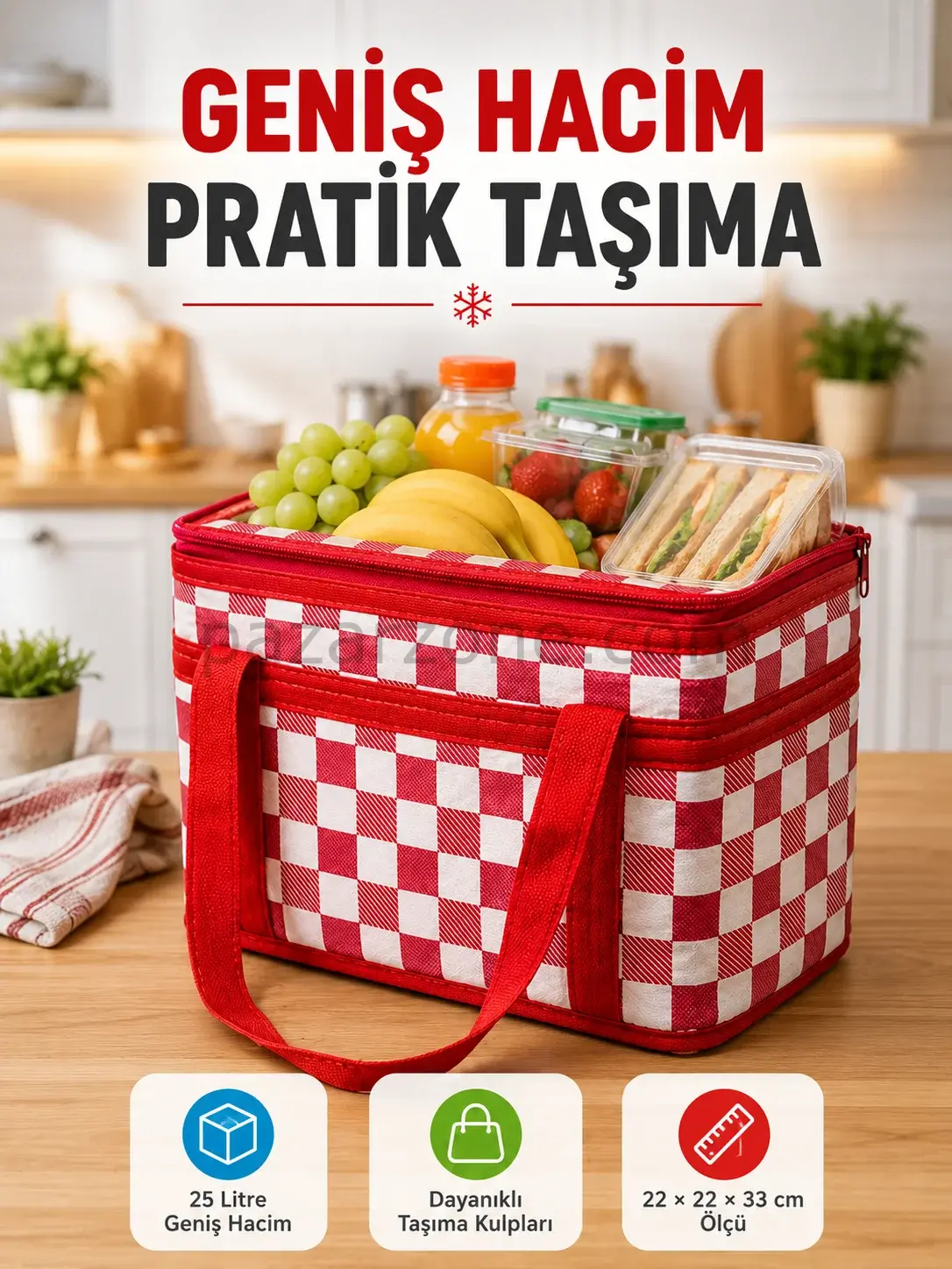 Isı Yalıtımlı Termos Piknik Çantası Geniş Hacimli Soğuk ve Sıcak Taşıma Çantası