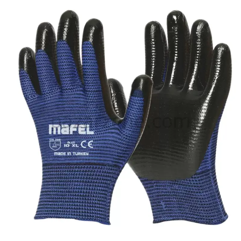 MAFEL MF-001 Nitril Kaplı Aşınmaya Dayanıklı İnşaat Ve İş Eldiveni (12'li Paket)