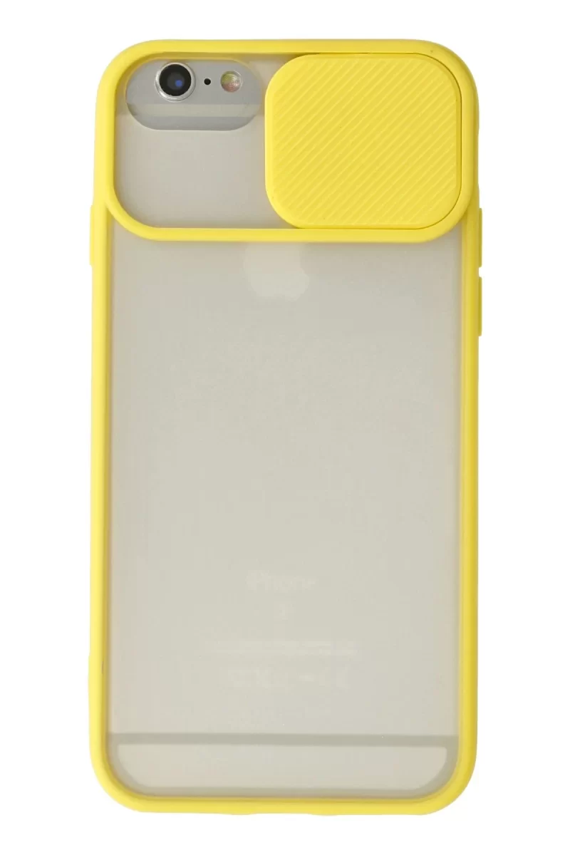 Newface Apple iPhone 6 Kılıf Palm Buzlu Kamera Sürgülü Silikon - Sarı