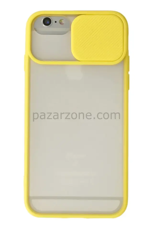 Newface Apple iPhone 6 Kılıf Palm Buzlu Kamera Sürgülü Silikon - Sarı