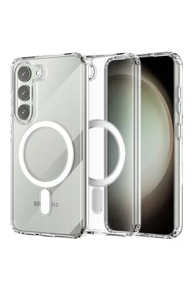 Newface Samsung Galaxy S23 Kılıf Magneticsafe Şeffaf Silikon - Şeffaf