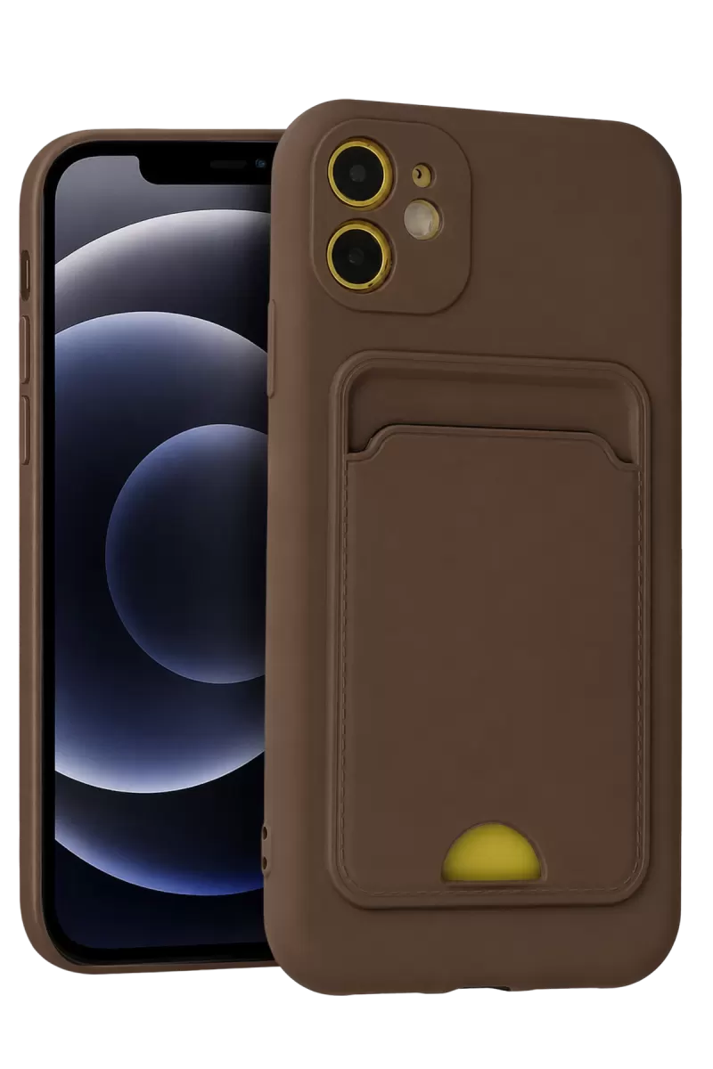 Newface Apple iPhone 11 Kılıf Kelvin Kartvizitli Silikon - Kahverengi