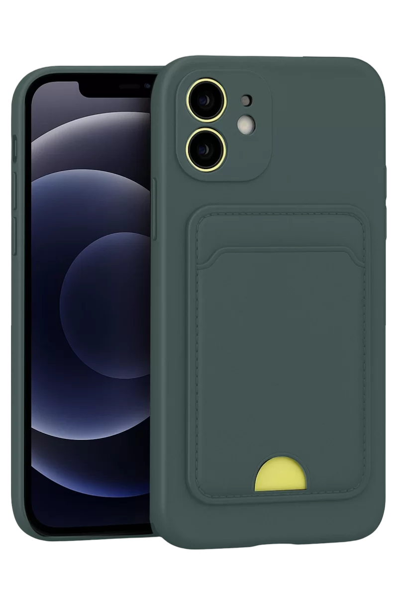 Newface Apple iPhone 11 Kılıf Kelvin Kartvizitli Silikon - Koyu Yeşil