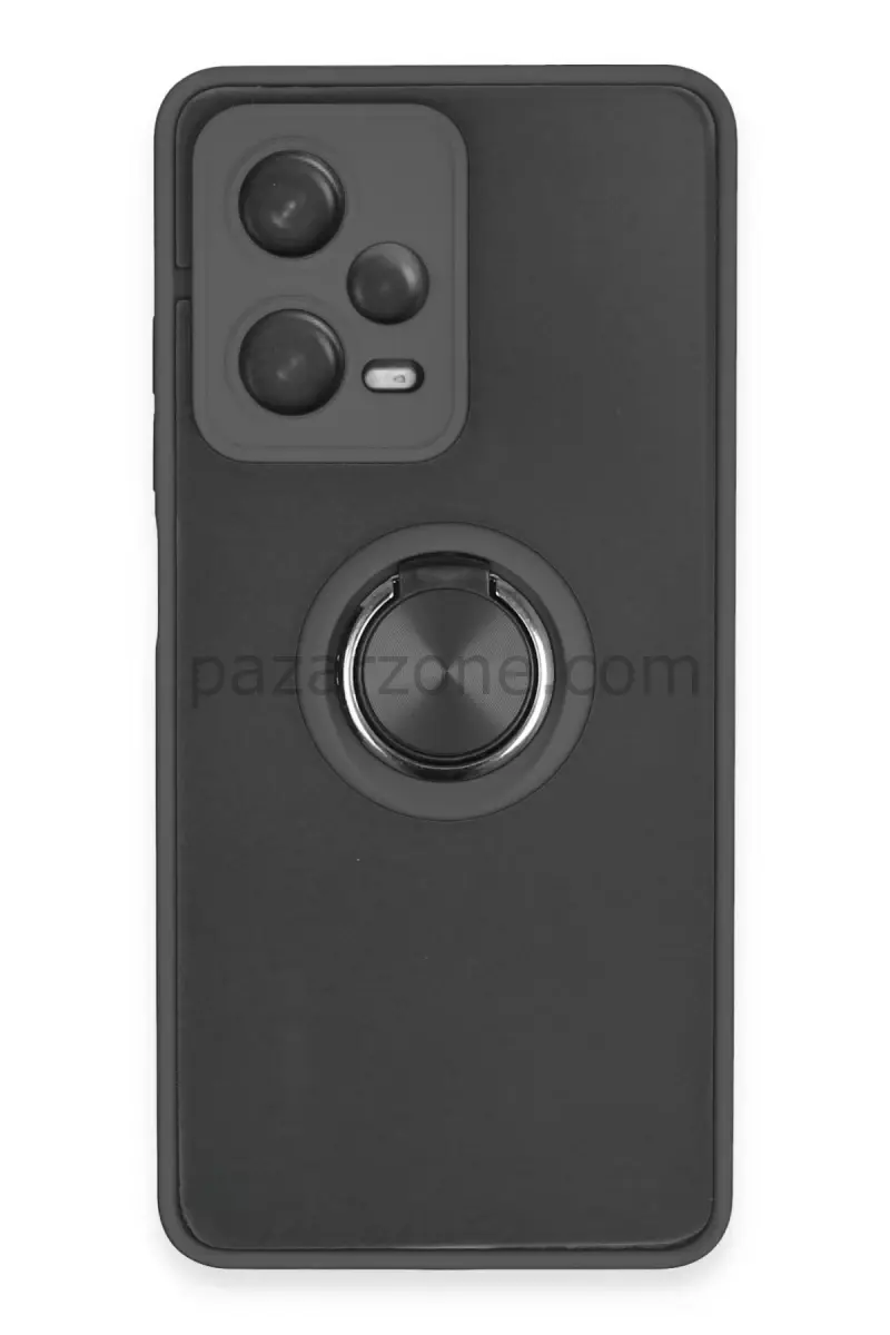 Newface Xiaomi Redmi Note 12 5G Kılıf Montreal Yüzüklü Silikon Kapak - Siyah