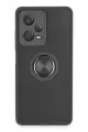 Newface Xiaomi Redmi Note 12 5G Kılıf Montreal Yüzüklü Silikon Kapak - Siyah