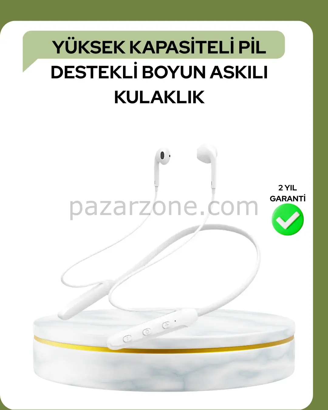 100 Saat Pil Ömrü Boyun Askılı Bluetooth Kablosuz Kulaklık