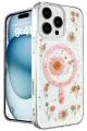 Newface Apple iPhone 16 Pro Kılıf Daisy Simli Magsafe Kapak - Pembe