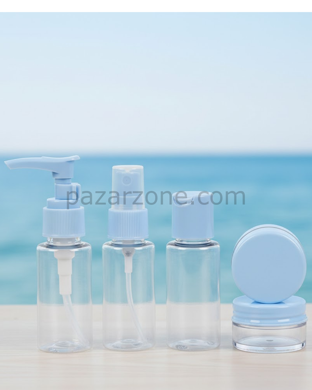 5’li Seyahat Dolum Şişe Seti 30 ml Şeffaf Taşıma Çantalı