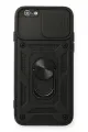 Newface Apple iPhone 6 Kılıf Pars Lens Yüzüklü Silikon - Siyah