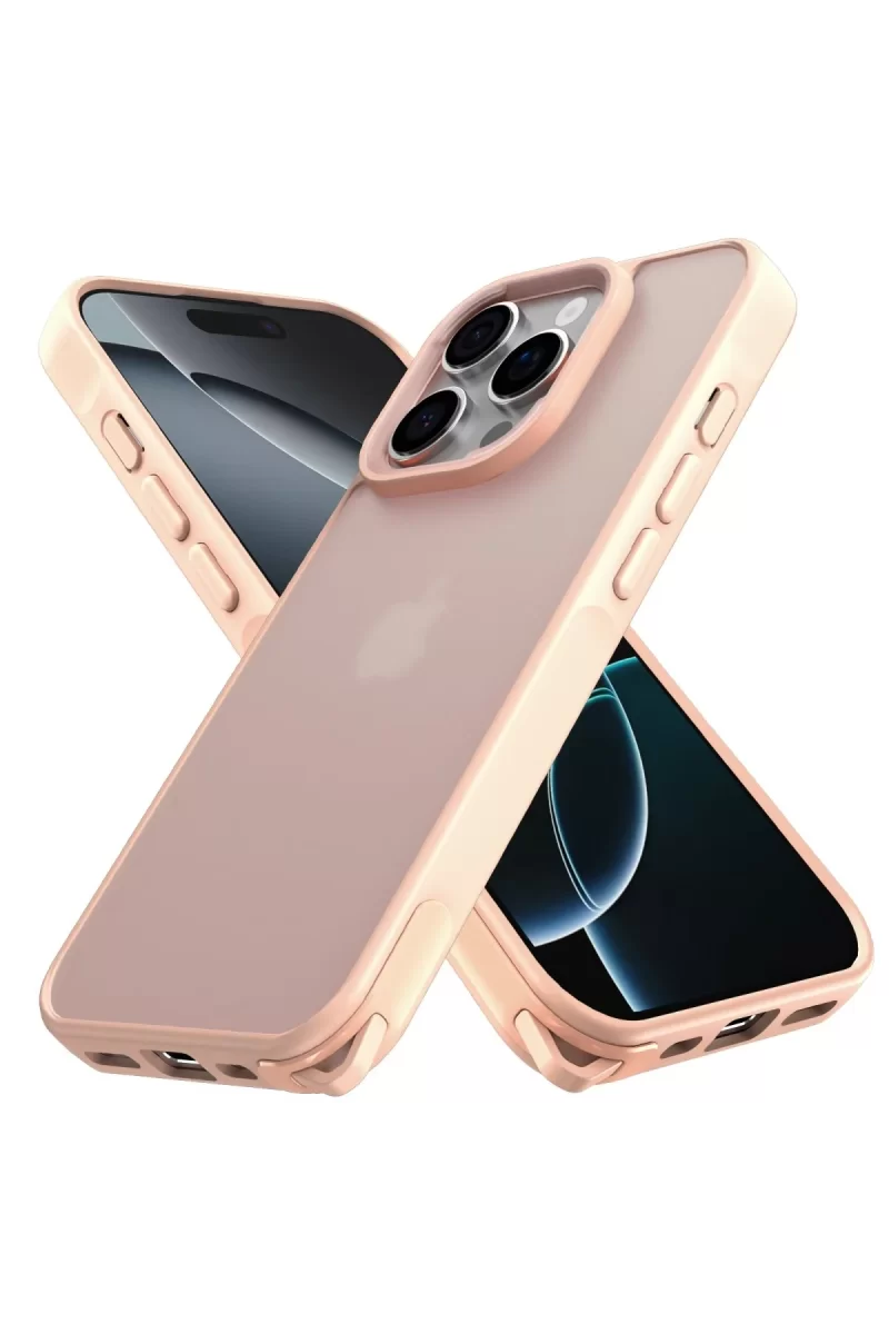 Newface Apple iPhone 16 Pro Kılıf Elegant Kapak - Pudra