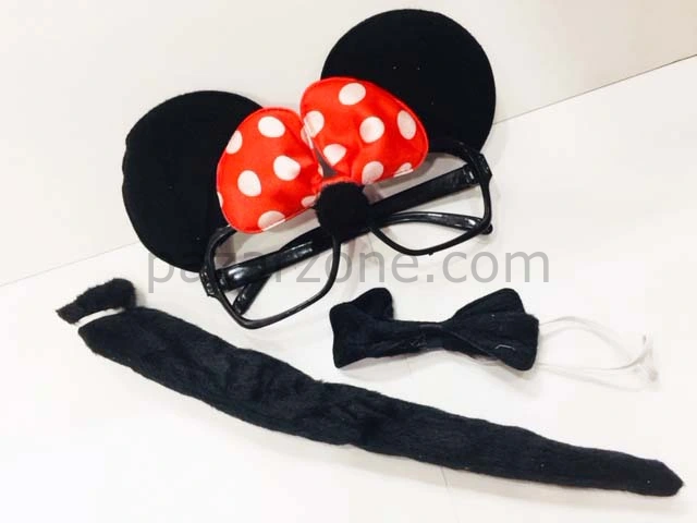 Minnie Mouse Gözlüğü Papyonu Kuyruğu Seti