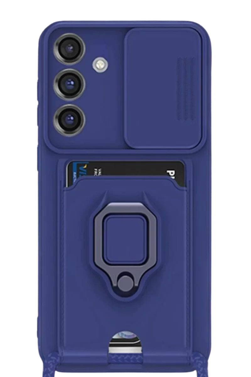 Newface Samsung Galaxy S25 Plus Kılıf Zuma Kartvizitli Yüzüklü Silikon - Lacivert