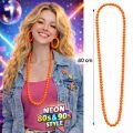 Neon Turuncu Boncuk Kolye 80 cm – Retro 80’ler 90’lar Parti Aksesuarı