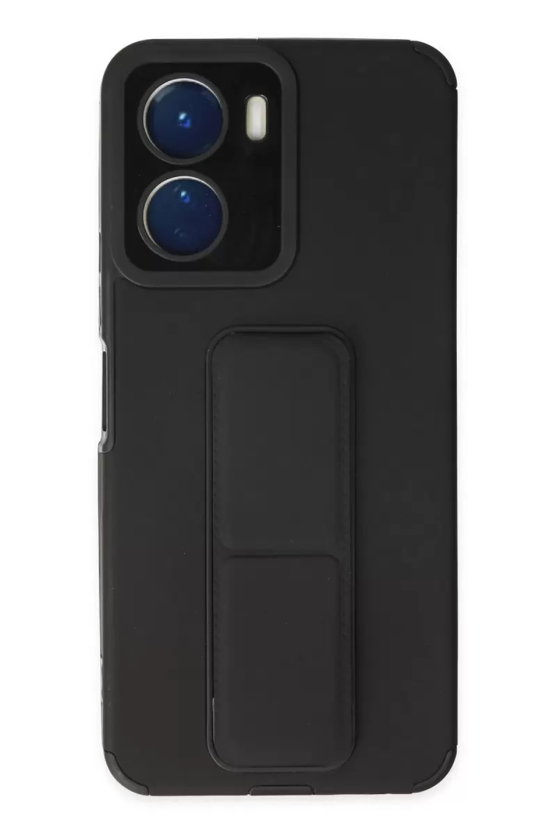 Newface Vivo Y16 Kılıf Mega Standlı Silikon - Siyah