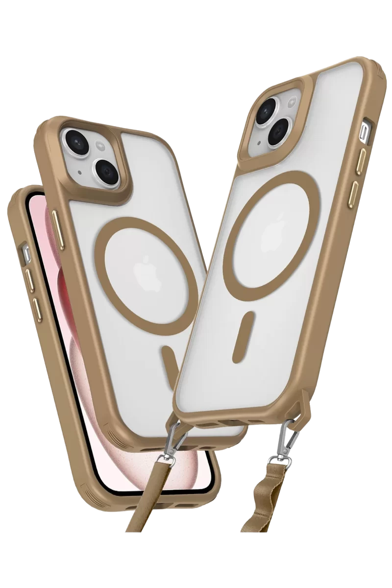 Newface Apple iPhone 15 Kılıf Enka Magsafe Silikon Kılıf - Desert