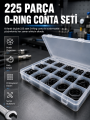 225 Parça O-Ring Conta Seti 18 Farklı Ölçü Kauçuk Sızdırmazlık Conta Organizer Kutulu