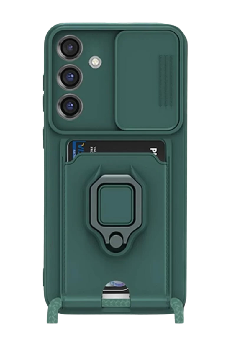 Newface Samsung Galaxy S25 Plus Kılıf Zuma Kartvizitli Yüzüklü Silikon - Yeşil