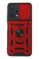 Newface Xiaomi Redmi Note 12 5G Kılıf Pars Lens Yüzüklü Silikon - Kırmızı
