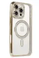 Newface Apple iPhone 16 Pro Kılıf Joke Simli Magneticsafe Kılıf - Gold