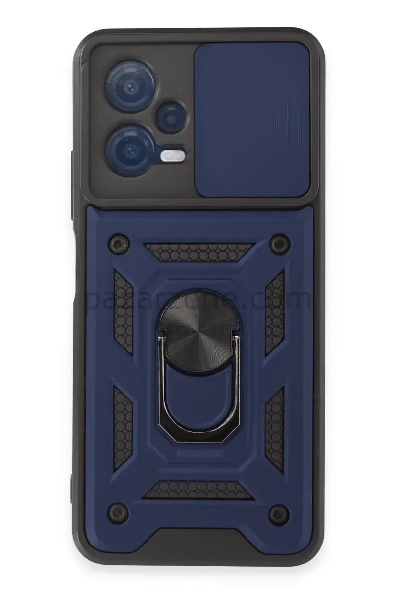 Newface Xiaomi Redmi Note 12 5G Kılıf Pars Lens Yüzüklü Silikon - Lacivert