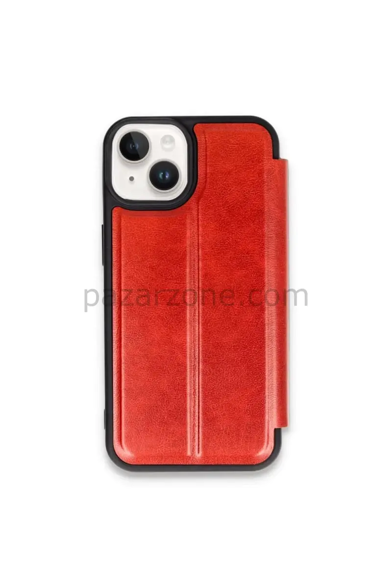 Newface Apple iPhone 15 Kılıf Flip Cover - Kırmızı