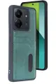 Newface Xiaomi Redmi 13C Kılıf Sara Kartvizitli Deri Kılıf - Koyu Yeşil