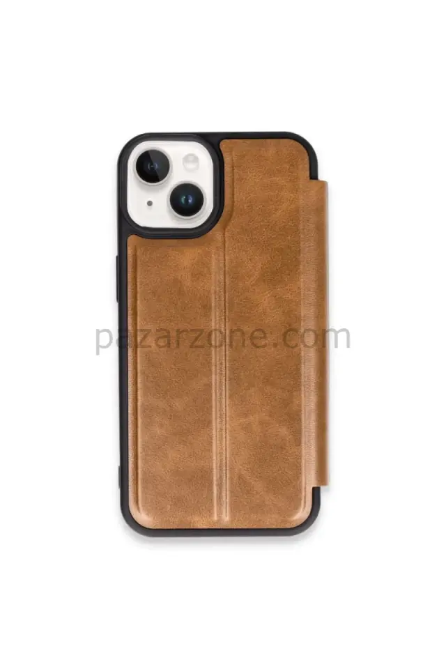 Newface Apple iPhone 15 Kılıf Flip Cover - Taba