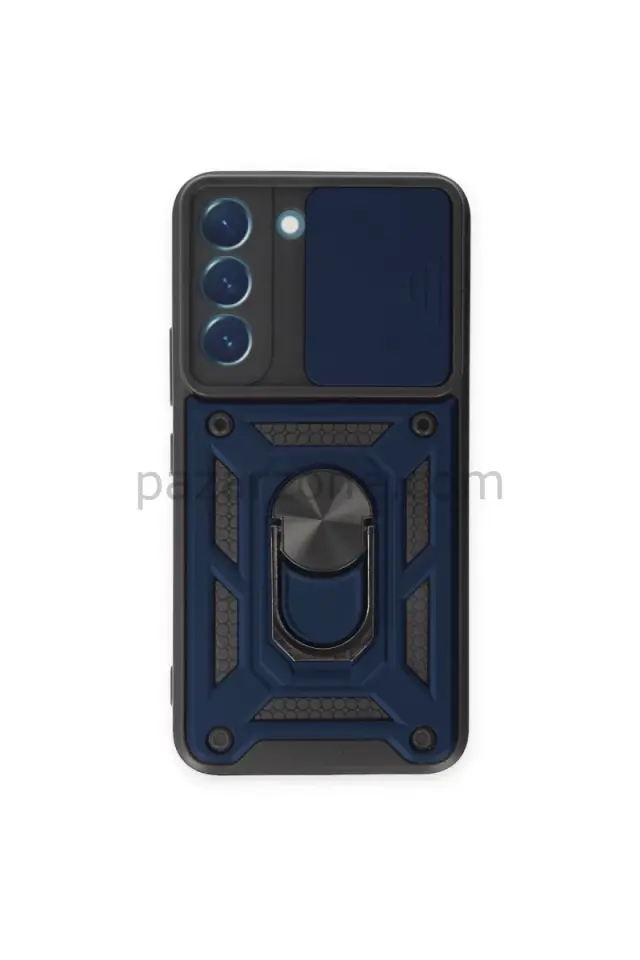 Newface Samsung Galaxy S23 Kılıf Pars Lens Yüzüklü Silikon - Lacivert