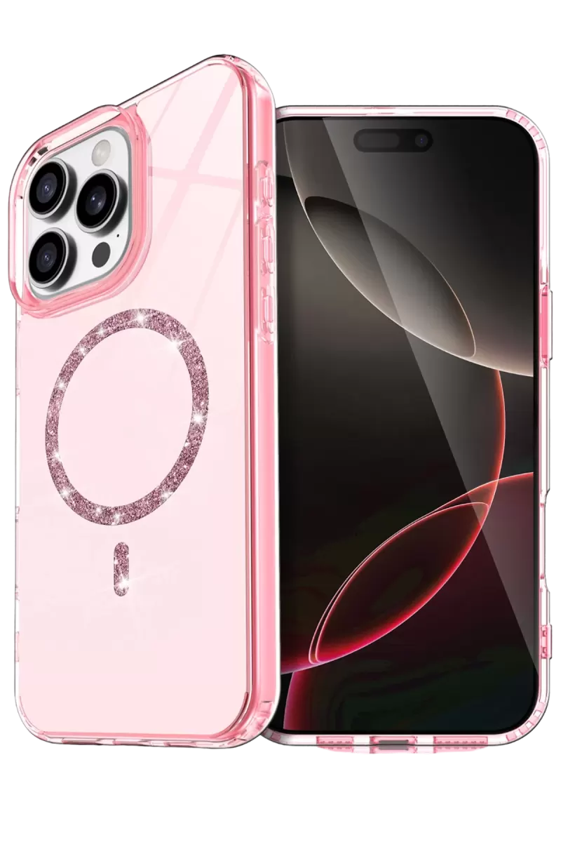 Newface Apple iPhone 16 Pro Live Diamond Magsafe Kapak - Pembe
