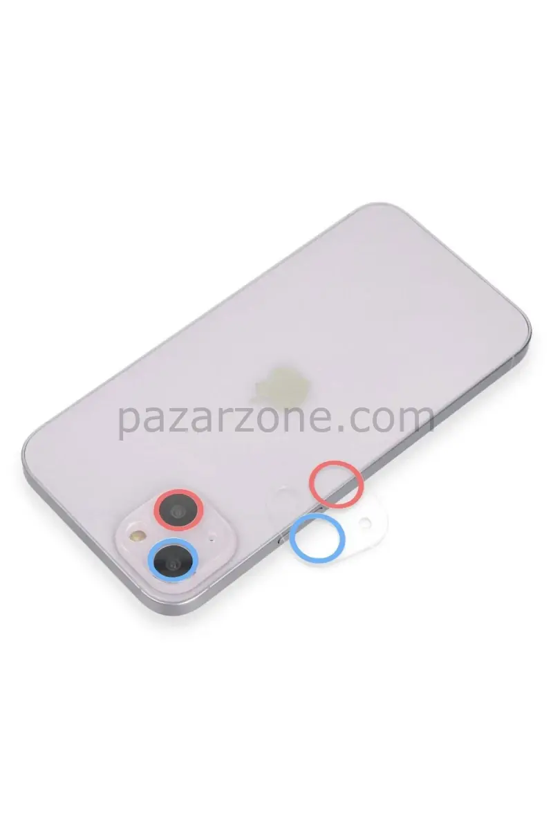 Newface Apple iPhone 13 Renkli Kamera Lens Koruma Cam - Pembe-Mavi