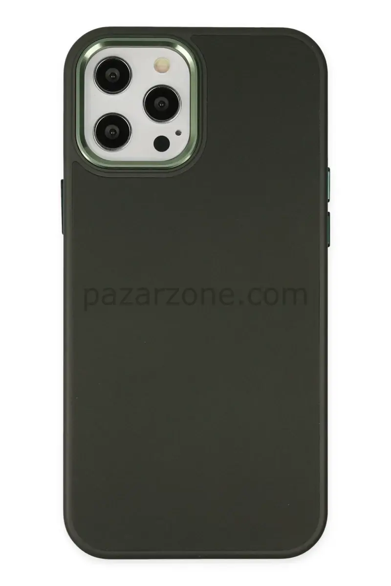 Newface Apple iPhone 12 Pro Max Kılıf Asya Deri Silikon - Koyu Yeşil