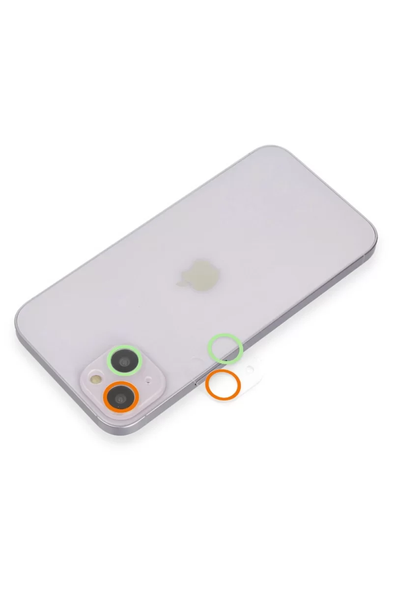 Newface Apple iPhone 13 Renkli Kamera Lens Koruma Cam - Turuncu-Yeşil
