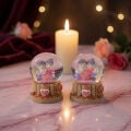 Işıklı Mini Kar Küresi - Çift Temalı - Pilli - Dekoratif - Romantik Hediyelik