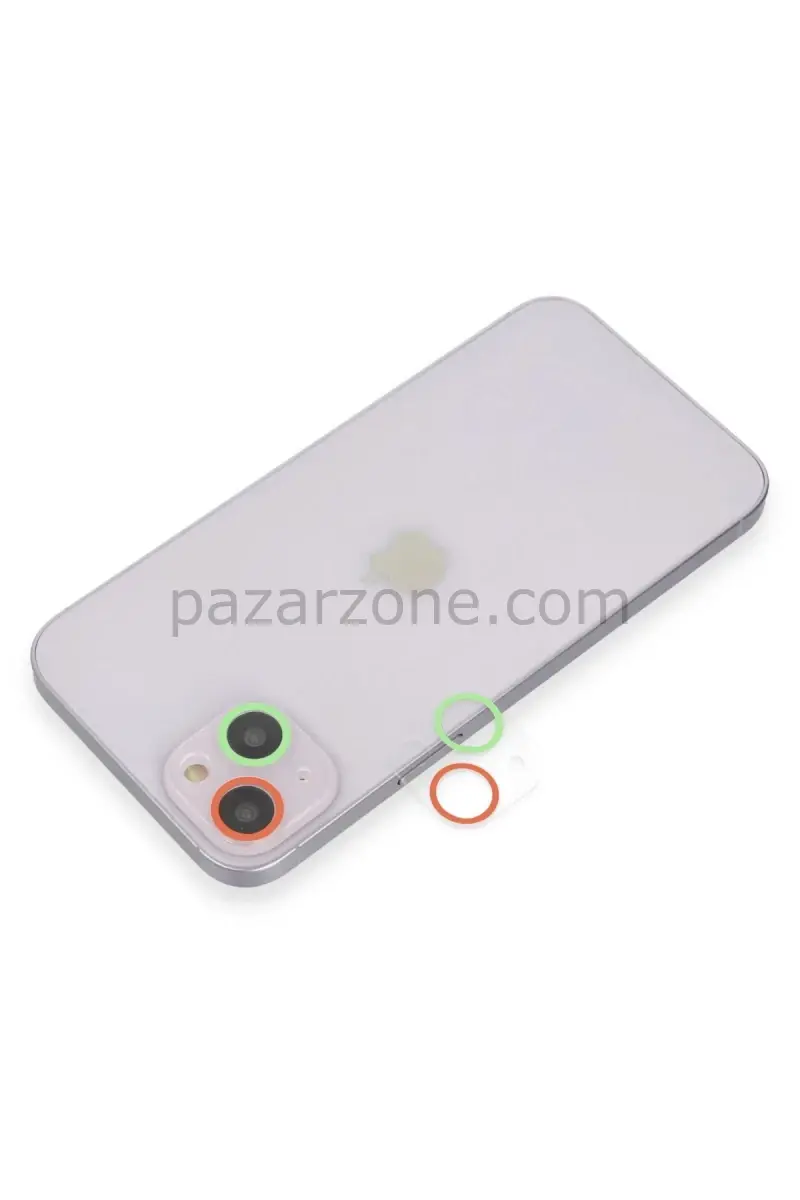 Newface Apple iPhone 13 Renkli Kamera Lens Koruma Cam - Yeşil-Pembe
